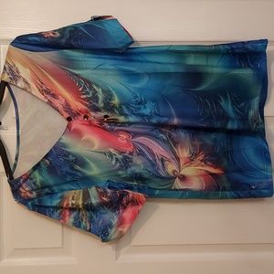 Women's casual v neck w split short sleeve top NWT